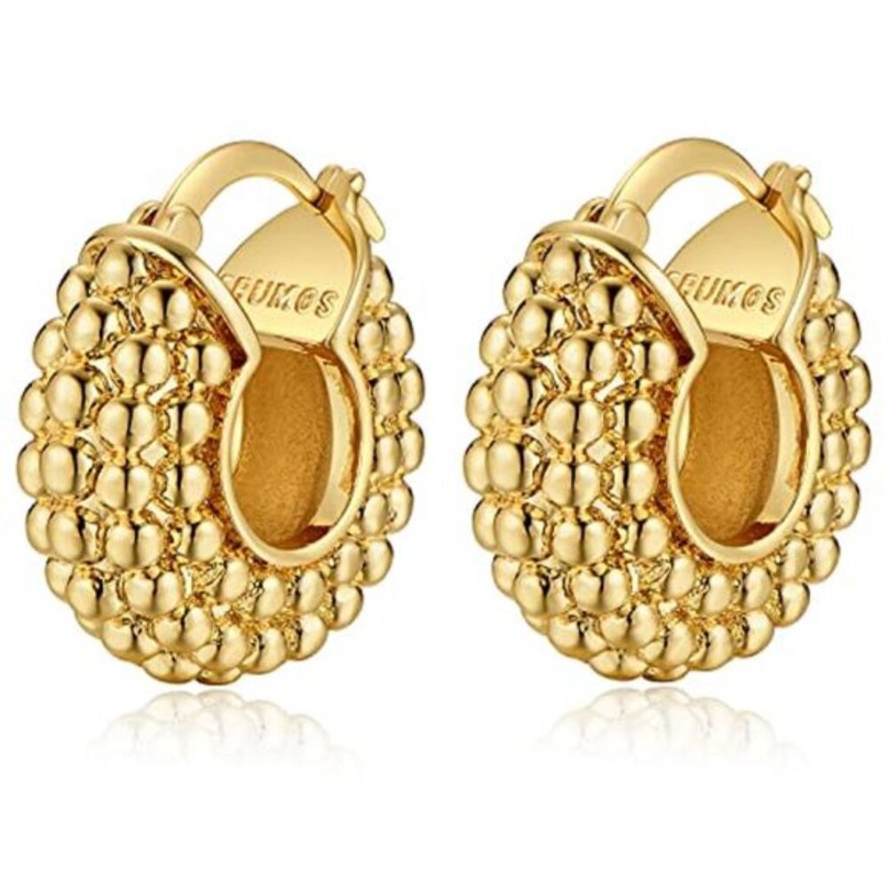 chunky gold hoop earrings 18k gold plated thick hoops hypoallergenic set